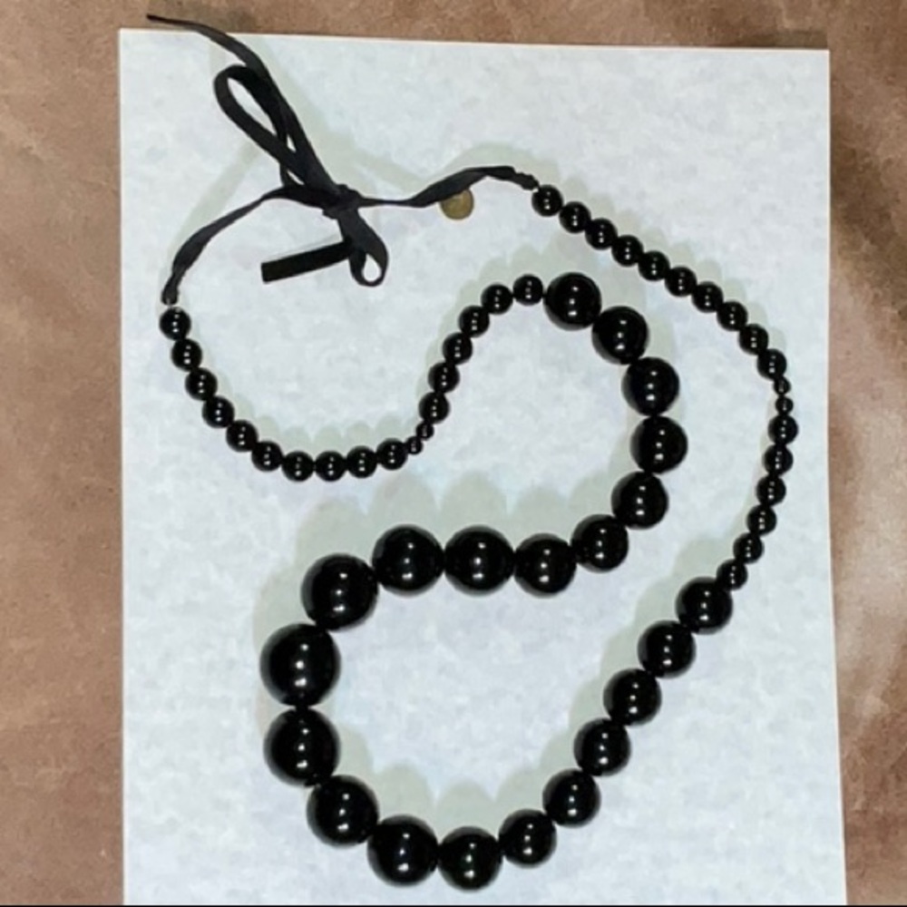 Milly Long Black Chunky Graduated Beads Tie Close Necklace